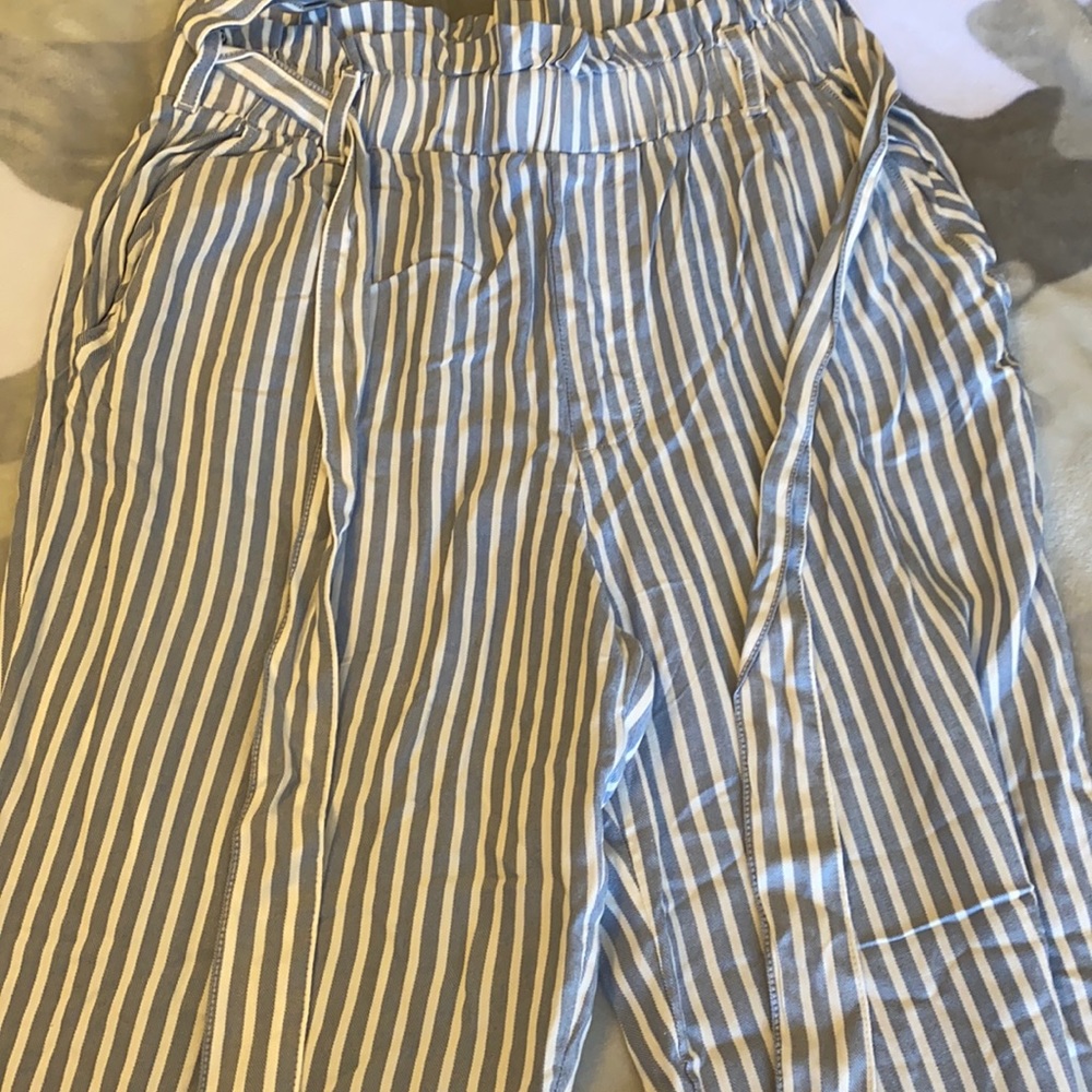 Blue and White Striped Dress Pants.